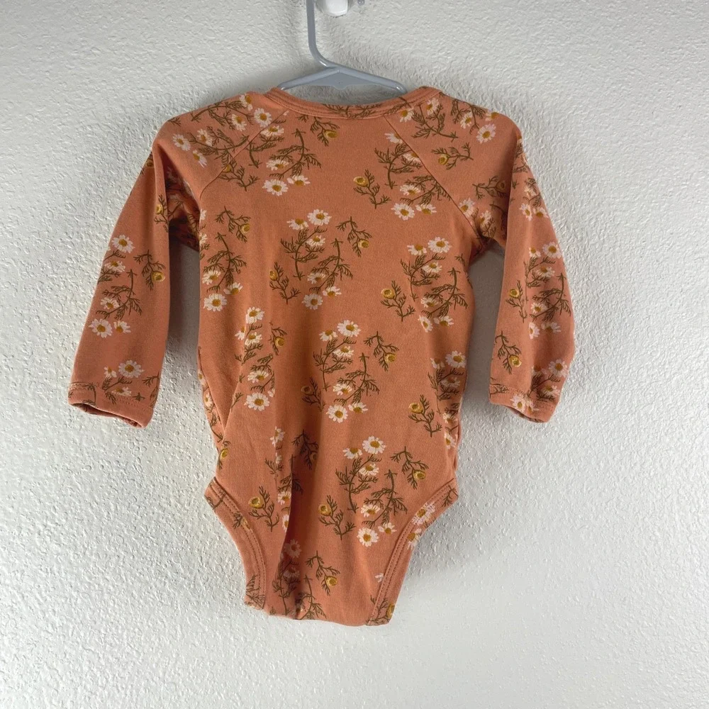 Kate Quinn Kimono Bodysuit Kids 18-24M Terracotta Orange Floral Organic Cotton